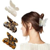 🦋 yuesuo leopard print hair claw clips: stylish butterfly tortoise shell medium celluloid french barrettes for girls & women with thick or thin hair logo