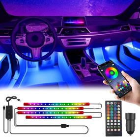 img 4 attached to 🚗 Smart App Controlled RGB LED Car Interior Lights, Multicolor Ambient Lighting Kits with Music Sync Rhythm, Sound Active Function, Wireless Remote Control - 16 Million Colors for Cars and SUVs