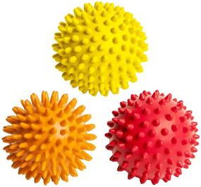 img 4 attached to 👣 Octorox Spiky Massage Balls for Foot, Back, Muscles - Set of 3 Soft to Firm Spiked Massager Roller Orbs for Plantar Fasciitis, Trigger Point Therapy, Exercise, Yoga, Deep Tissue Myofascial Release, 3-inch