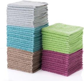 img 4 attached to 🌈 Simpli-Magic 79148 Cotton Washcloths, 60 Pack, Assorted Colors - Taupe, Turquoise, Lime, Powder Blue, Raspberry (60 Count)