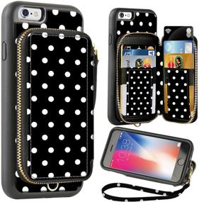 img 4 attached to 👜 ZVE Wallet Case for Apple iPhone 6 and iPhone 6s, 4.7 inch - Zipper Wallet Case with Credit Card Holder Slot Handbag Purse Wrist Strap Print Case for Apple iPhone 6 / 6s 4.7 - Polka Dots