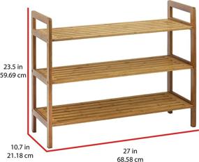 img 1 attached to Натуральная стеллаж для обуви из бамбука: Океанзвезда 3-уровневое среднее хранилище.