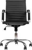 winport furniture wf-7160: sleek black mid-back leather office chair - premium single stack design logo