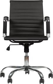 img 4 attached to Winport Furniture WF-7160: Sleek Black Mid-Back Leather Office Chair - Premium Single Stack Design