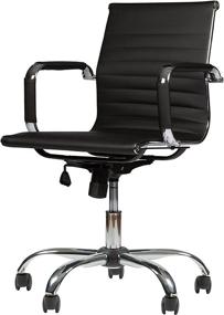 img 3 attached to Winport Furniture WF-7160: Sleek Black Mid-Back Leather Office Chair - Premium Single Stack Design