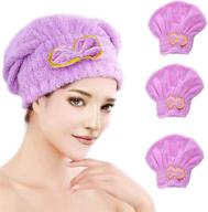 yomigoo hair drying towel 3 packs: fast-drying microfiber hair towel for women with long & thick hair (purple) logo
