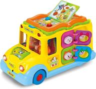 🚌 улучшенная интерактивная желтая школьная автобусная музыкальная игрушка - подсвечивается, с звуками, музыкой - идеально для малышей. логотип