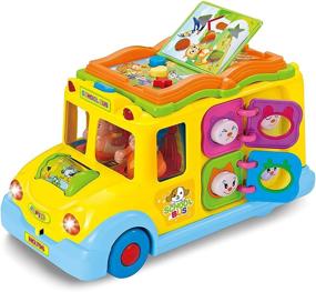 img 4 attached to 🚌 Улучшенная интерактивная желтая школьная автобусная музыкальная игрушка - подсвечивается, с звуками, музыкой - идеально для малышей.