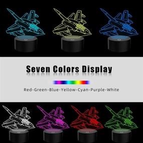 img 2 attached to ✈️ Fighter Jet Plane 3D Illusion Lamp LED Night Light - Kids Bedroom Decoration, USB Touch Table Light with 7 Flashing Colors - Perfect Christmas & Birthday Gifts