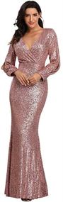 img 4 attached to 👗 Glamorous Women's Shinny Sequin Mermaid Evening Dress: Perfect Sleeve Prom Gown for a Stunning Look!