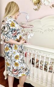 img 3 attached to 🌸 Matching Mommy and Me Set: Baybou Robe and Swaddle Set, Baby Girl Swaddle Blanket Gift - 5-Piece Set in Vintage Floral (L/XL)