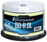 💿 optical quantum 50 gb blu-ray double layer disc - high-speed 6x bd-r dl logo top, 50-disc spindle логотип