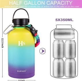 img 1 attached to HAWSON 64oz Insulated Water Bottle: Stay Hydrated with this Half Gallon Stainless 💧 Steel Jug featuring Straw Handle Lid, Paracord Handle, and Wide Mouth Thermo Canteen Mug