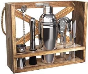 img 4 attached to 🍹 Rustic Hanging Bartender Kit: Highball & Chaser 25oz Cocktail Shaker Bar Set for Entertaining