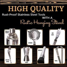 img 3 attached to 🍹 Rustic Hanging Bartender Kit: Highball & Chaser 25oz Cocktail Shaker Bar Set for Entertaining