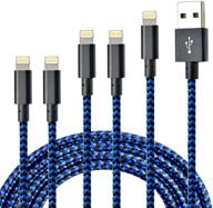 🔌 cugunu iphone charger 5 pack - mfi certified usb lightning cable set for fast charging - compatible with iphone 13/12/11/x/max/8/7/6/6s/5/5s/se/plus/ipad - black blue (3/3/6/6/10ft) logo