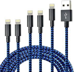 img 4 attached to 🔌 CUGUNU iPhone Charger 5 Pack - MFi Certified USB Lightning Cable Set for Fast Charging - Compatible with iPhone 13/12/11/X/Max/8/7/6/6S/5/5S/SE/Plus/iPad - Black Blue (3/3/6/6/10FT)