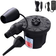 versatile electric air pump with 3 nozzles, car adapter, and dual power supply - 110v ac/12v dc quick-fill inflator/deflator for inflatables, mattresses, swimming rings, pool floats - ideal for home, outdoor camping, and portable use logo