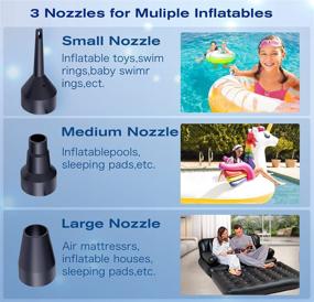 img 2 attached to Versatile Electric Air Pump with 3 Nozzles, Car Adapter, and Dual Power Supply - 110V AC/12V DC Quick-Fill Inflator/Deflator for Inflatables, Mattresses, Swimming Rings, Pool Floats - Ideal for Home, Outdoor Camping, and Portable Use