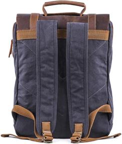 img 1 attached to 🎒 Gootium Leather Canvas Backpack Rucksack: Vintage Style meets Durability & Functionality