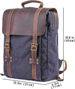 img 3 attached to 🎒 Gootium Leather Canvas Backpack Rucksack: Vintage Style meets Durability & Functionality