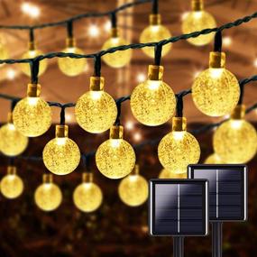 img 4 attached to Waterproof Solar String Lights - Ultra-Long 2-Pack 46FT 160 LED Crystal Globe, Decorative Outdoor Solar Lights with 8 Modes, Perfect for Garden, Xmas Party, and Patio (Warm White)