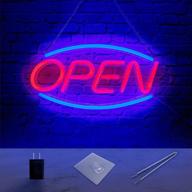 💡 modern led neon open signs: ideal for business and home on transparent acrylic base, lighted open sign on windows & walls, 18 x 9 inch bar open light, usb powered with switch, chain & hook логотип