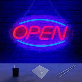 img 4 attached to 💡 Modern LED Neon Open Signs: Ideal for Business and Home on Transparent Acrylic Base, Lighted Open Sign on Windows & Walls, 18 x 9 Inch Bar Open Light, USB Powered with Switch, Chain & Hook