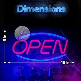 img 2 attached to 💡 Modern LED Neon Open Signs: Ideal for Business and Home on Transparent Acrylic Base, Lighted Open Sign on Windows & Walls, 18 x 9 Inch Bar Open Light, USB Powered with Switch, Chain & Hook