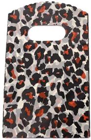 img 3 attached to 👜 Pack of 100 Small Plastic Shopping Bags with Leopard Print, 3.5"x 5.9" - Ideal for Retail, Merchandise, Gifts - Die Cut Handles (More Patterns Available)