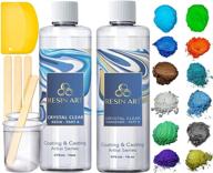 🎨 crystal clear epoxy resin kit - 32oz ab part for art, jewelry, river tables - 10 mica pigments, 2 glow colors, 3 accessories logo