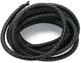 img 3 attached to Linsoir Beads Genuine Blue Round Braided Leather Cord Bolo Tie Cording- 3mm Diameter, 2 Meter Roll