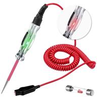 💡 dual color led bulb automotive circuit tester, 6-24v test light - 135 inch pu extended spring wire, sharp stainless steel probe - reliable vehicle circuits low dc voltage auto light tester logo