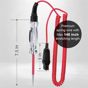 img 3 attached to 💡 Dual Color LED Bulb Automotive Circuit Tester, 6-24V Test Light - 135 Inch PU Extended Spring Wire, Sharp Stainless Steel Probe - Reliable Vehicle Circuits Low DC Voltage Auto Light Tester