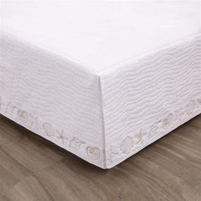 img 2 attached to 🐚 Coastal Seashell Bed Skirt in Queen Size, White - Greenland Home