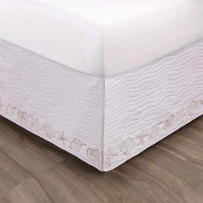 img 4 attached to 🐚 Coastal Seashell Bed Skirt in Queen Size, White - Greenland Home