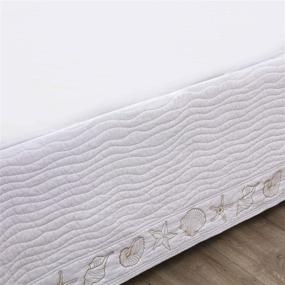 img 3 attached to 🐚 Coastal Seashell Bed Skirt in Queen Size, White - Greenland Home