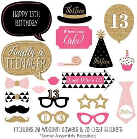 img 3 attached to Chic 13th Birthday Photo Booth Props 🎉 Kit - Pink, Black, and Gold - 20 Count
