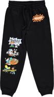 👖 nickelodeon boys jogger sweatpants - rugrats, ren and stimpy, hey arnold and rocko's modern life - sizes 4-20: cool cartoon characters in comfy joggers! logo