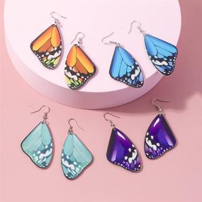 img 2 attached to 🦋 Boho Butterfly Wings Dangle Earrings – Colorful Monarch Wing Design for Women and Girls – Chic Style 316L Stainless Steel Jewelry for Vacation