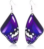 🦋 boho butterfly wings dangle earrings – colorful monarch wing design for women and girls – chic style 316l stainless steel jewelry for vacation logo