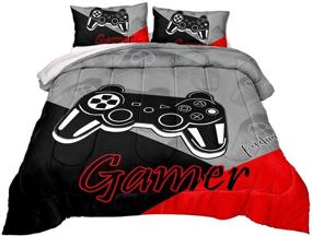 img 4 attached to Z.Jian HOME Gaming Comforter Set for Boys Teen Game Controller Bedding - Down Alternative 🎮 Comforter for All Seasons - Gamer Home Decor Twin Size - Includes 1 Comforter and 1 Pillowcase