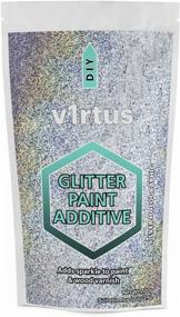 img 4 attached to 🎨 V1RTUS Silver Holographic Glitter Paint Crystal Additive 100g / 3.5oz for Acrylic, Latex, Emulsion - Interior/Exterior Use on Walls, Ceilings, Wood, Metal, Varnish - Dead Flat, Matte, Soft Sheen or Silk Finish