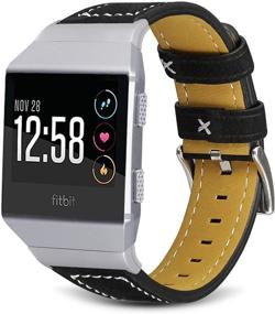 img 2 attached to 👌 SKYLET Кожаный браслет для Fitbit Ionic - Классическая сменная ремешка для женщин и мужчин, совместимая с умными часами Fitbit Ionic (Черный розовый, часы не включены)