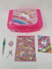 img 1 attached to 🦄 Unicorn Girls School Pencil Case Box - Hot Focus Art Box with Compartments, Pad Locks and Keys, Includes Neon Gel Pen, Notepad, Stickers - Pink, Purple, Red, Rainbow, Gold, Silver