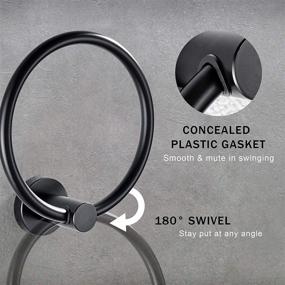 img 1 attached to 🛀 Marmolux Acc - Modern Matte Black Towel Ring & Stainless Steel Bathroom Towel Rack Set