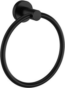 img 4 attached to 🛀 Marmolux Acc - Modern Matte Black Towel Ring & Stainless Steel Bathroom Towel Rack Set