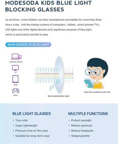 img 1 attached to Modesoda Kids Blue Light Blocking Square Frame Gaming Glasses for Boys and Girls, Computer Eyeglasses