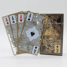 img 4 attached to Waterproof Transparent Plastic Poker Cards 🃏 with Gold Edge and Dragon Pattern by BNENIU