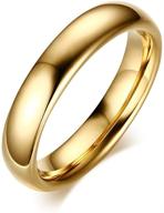 💍 mealguet gold plated-tone domed tungsten wedding ring band for couples - 6mm/4mm high polished plain design logo
